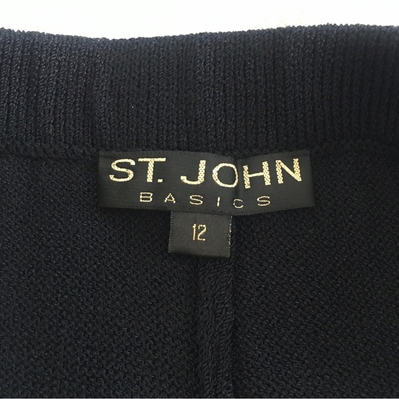 St John Basics Santana Knit Pleated Pants Size 12 Black Wool Blend Designer - Picture 7 of 13
